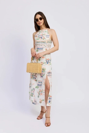 Alaia Linen Maxi Dress Vibrant Design Modern Fit