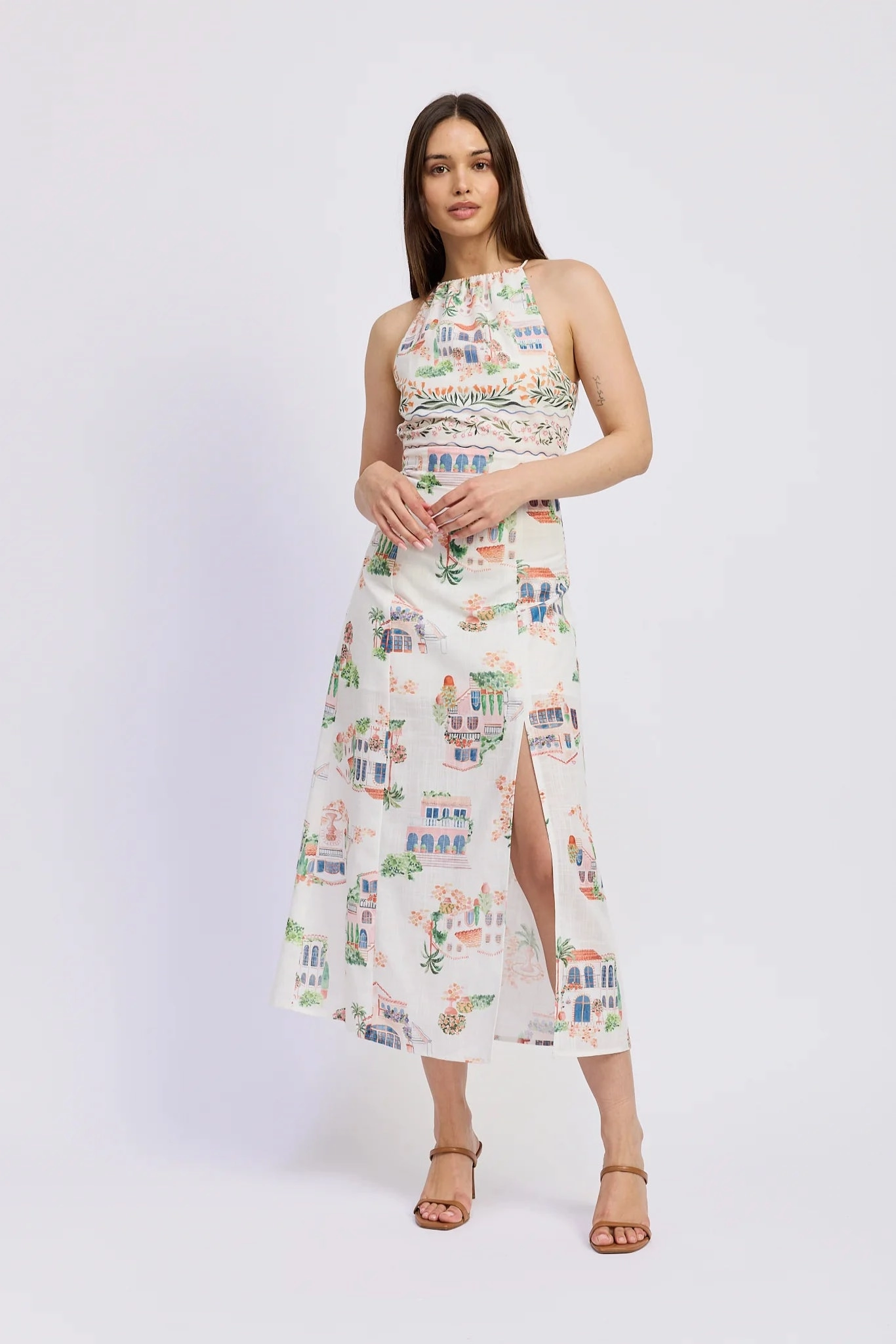 Alaia Linen Maxi Dress Modest Cut