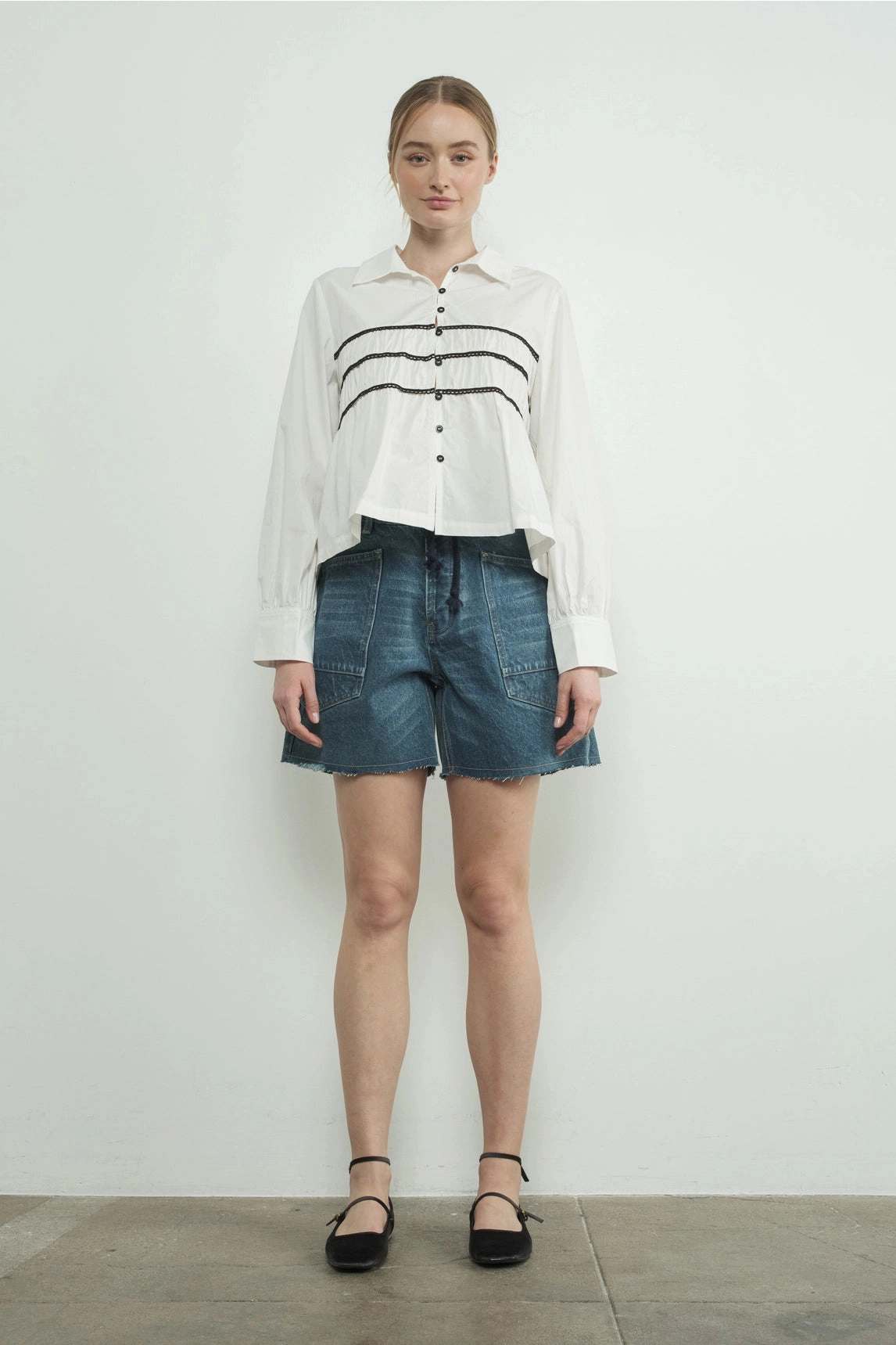 Vintage Washed Denim Shorts - Medium Wash Ultra Soft Texture