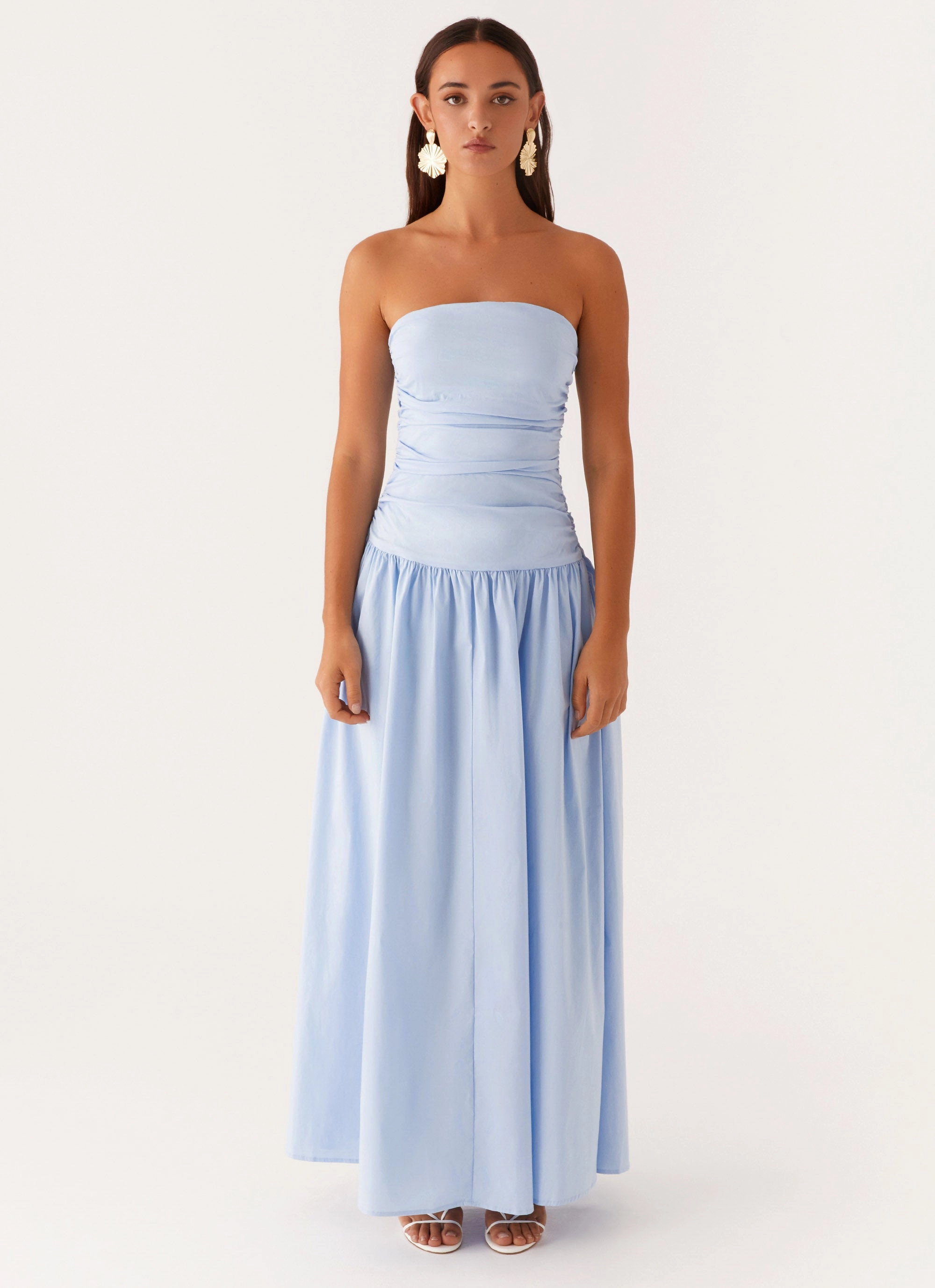 Subtle Lines Carmel Maxi Dress - Blue