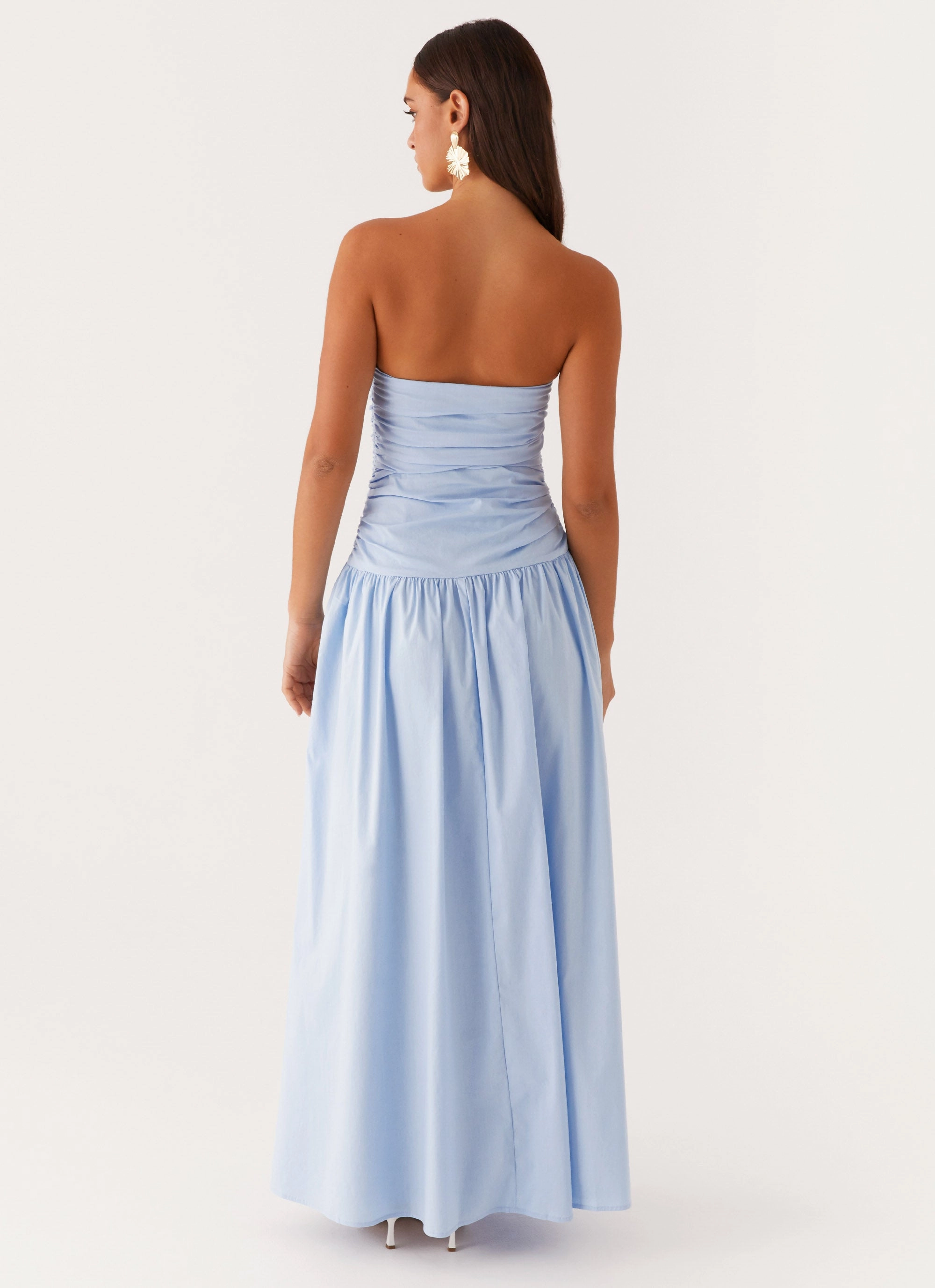 Earth Colors Stretch Fabric Carmel Maxi Dress - Blue