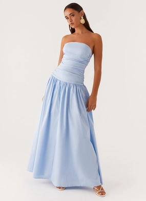 Cocktail Ready Simple Shape Carmel Maxi Dress - Blue