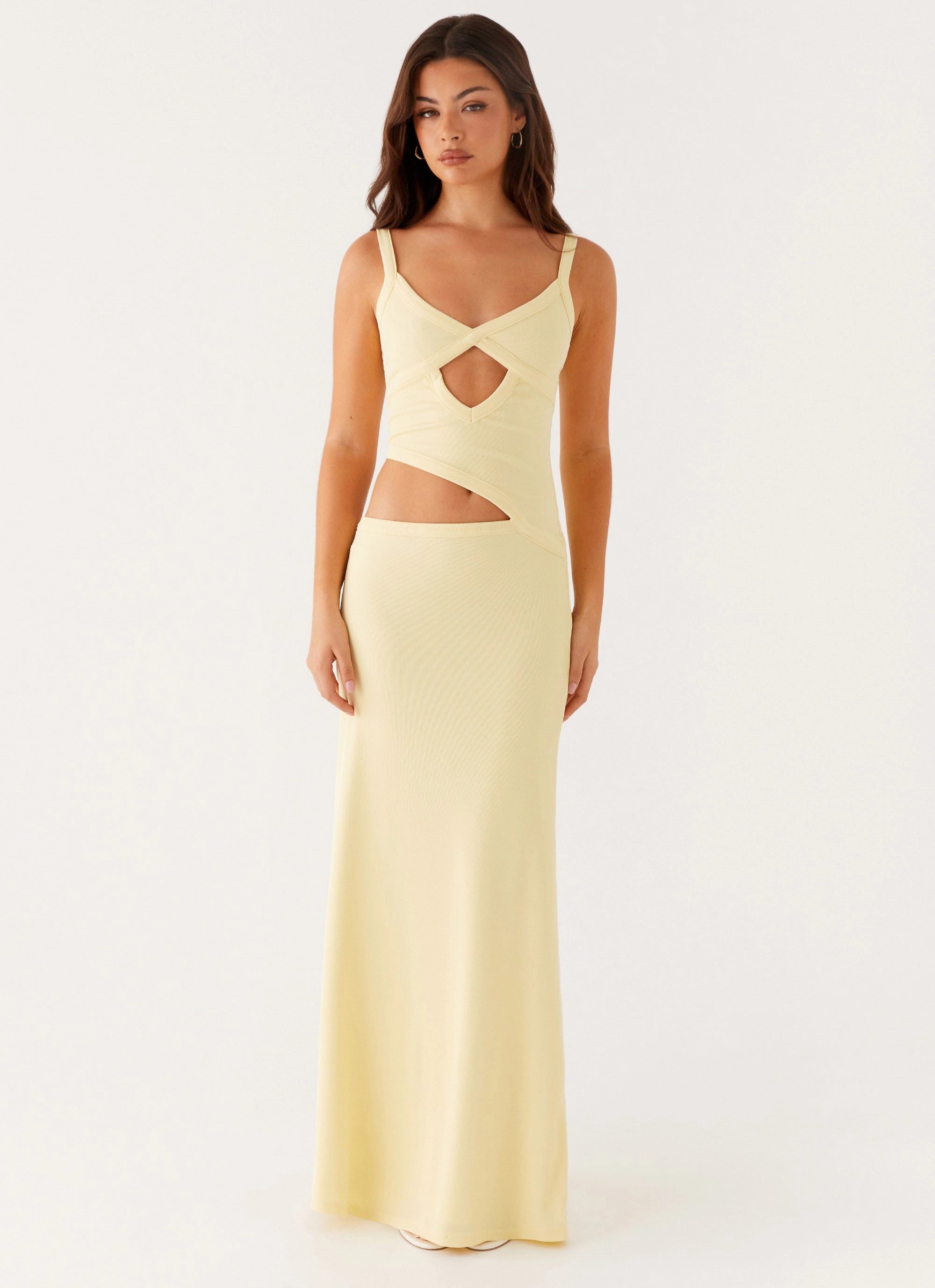 Dropped-Waist Petal Zone Jocelyn Maxi Dress - Yellow