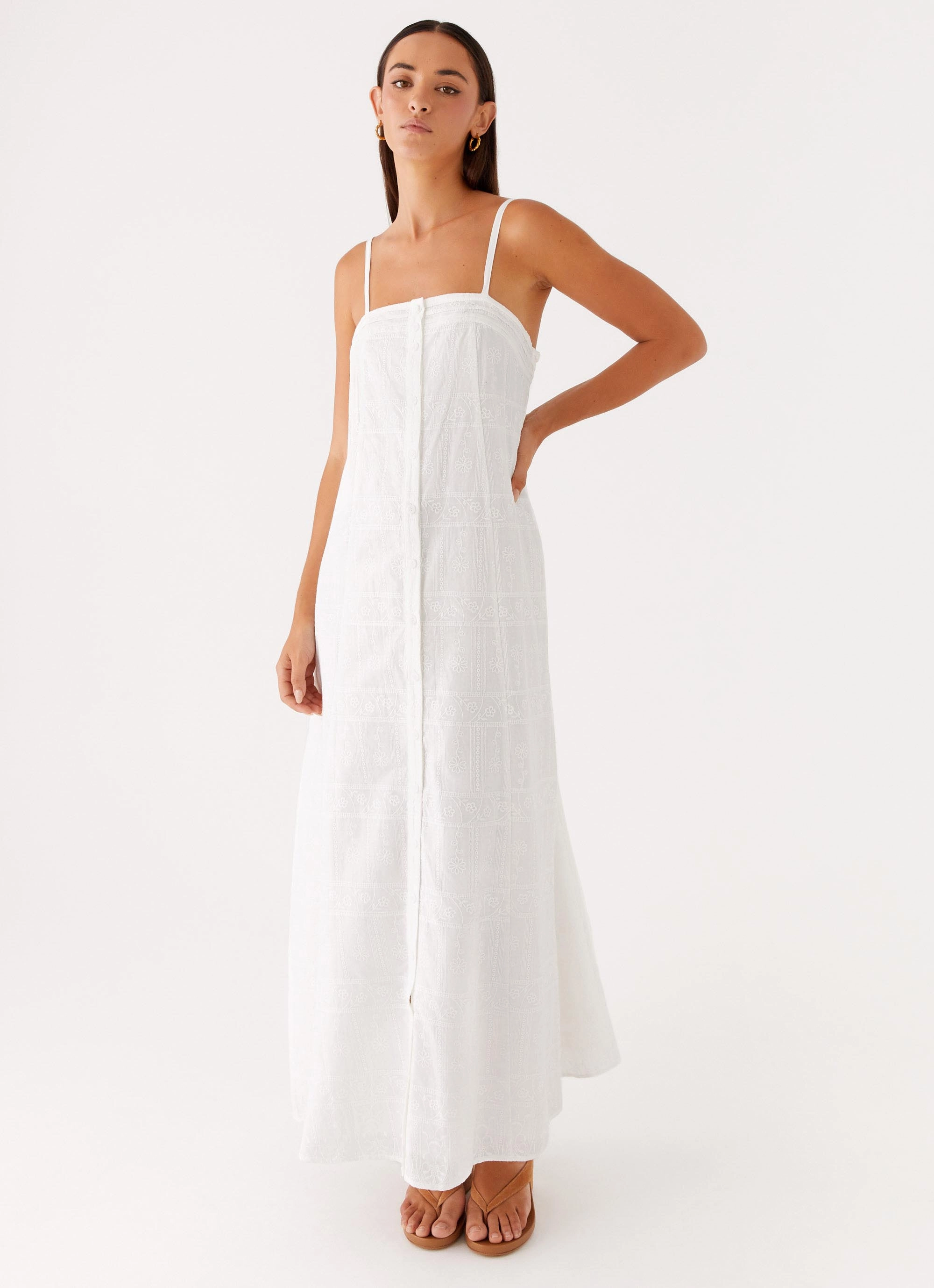 Cole Maxi Dress - White Modest Cut Shared Glow