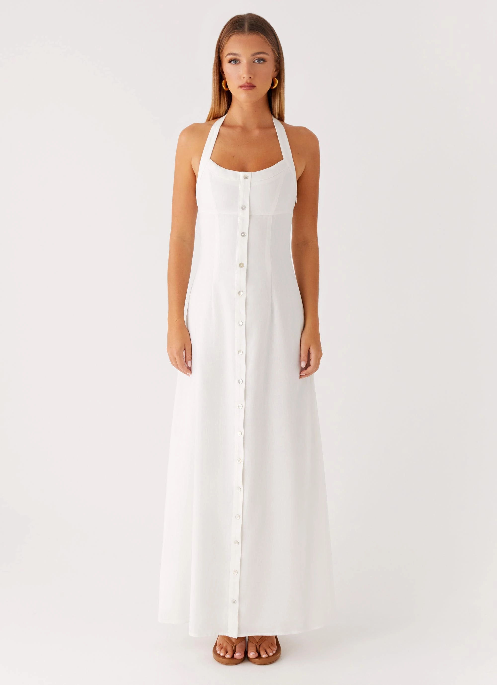 Quilted-Lining Jovanni Maxi Dress - White