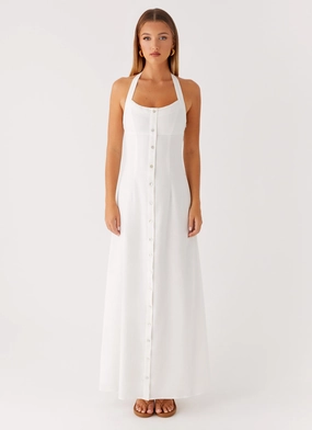 Quilted-Lining Jovanni Maxi Dress - White