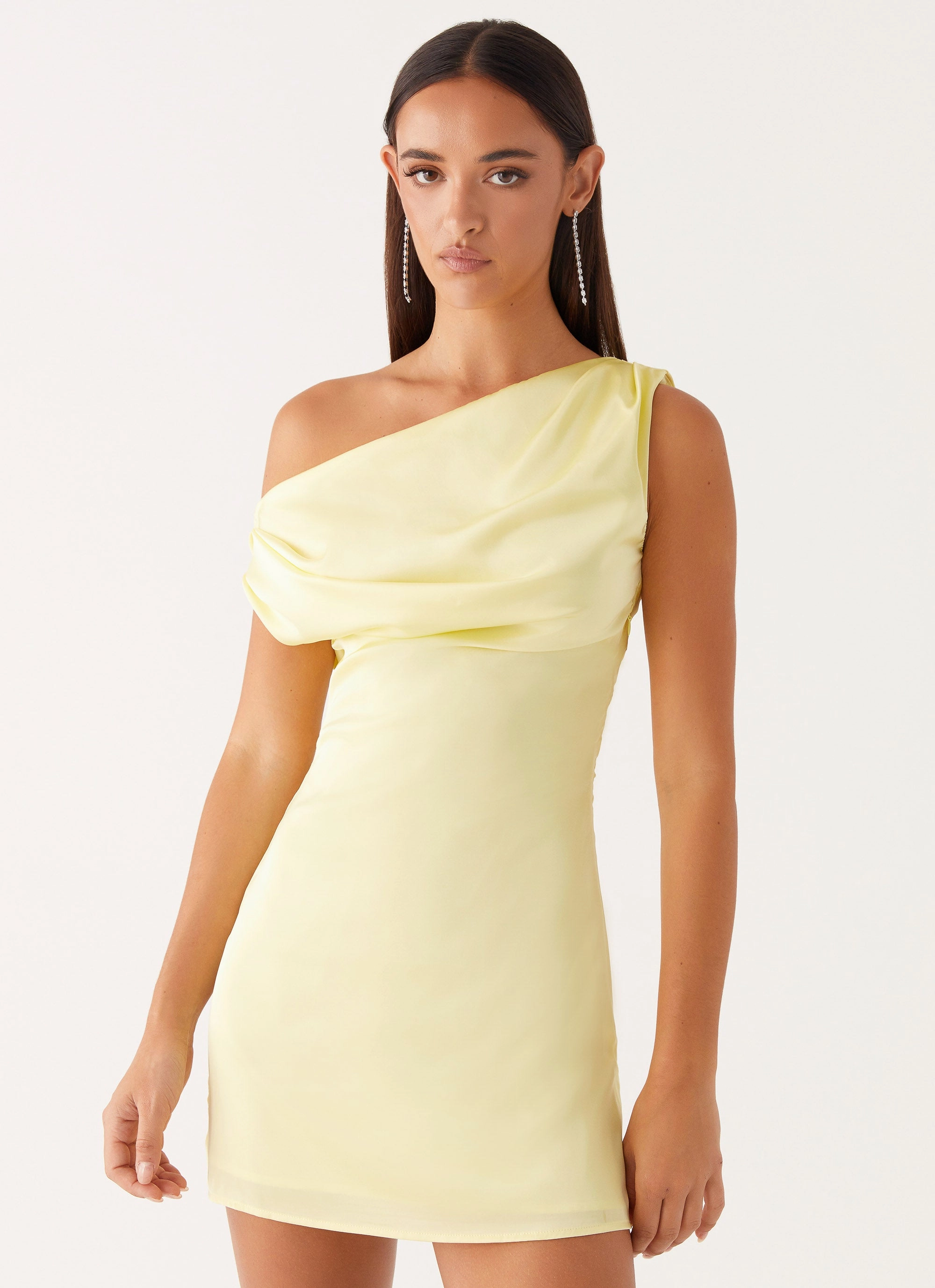 Comfortable Shape Cool Draping Heart Of Glass Satin Mini Dress - Yellow