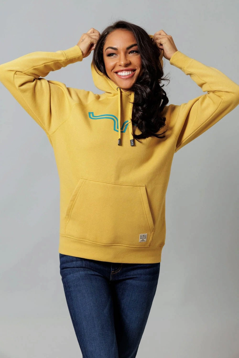 Kimes Ranch Womens Outlier Gold Cotton Blend Hoodie Pocket Details