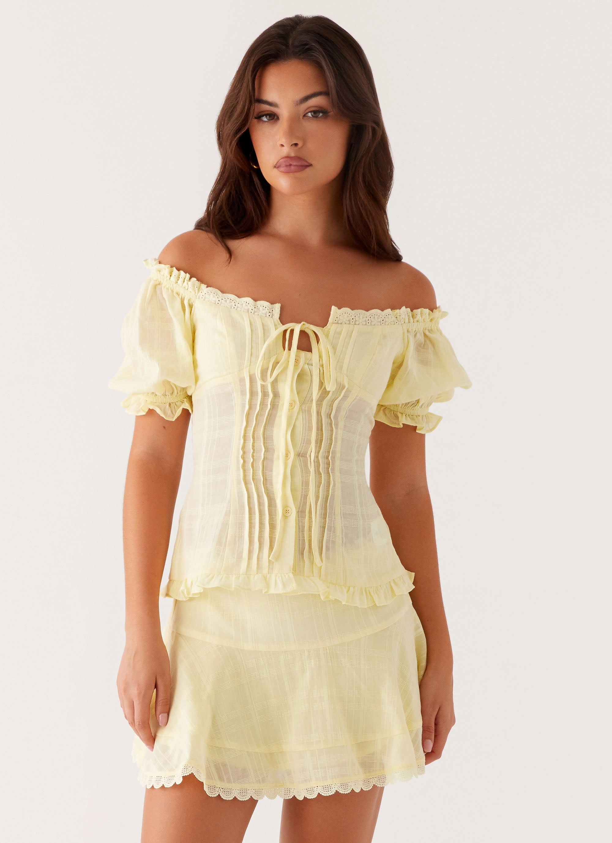 Cool Weather Hundred Percent Puff Sleeve Top - Yellow
