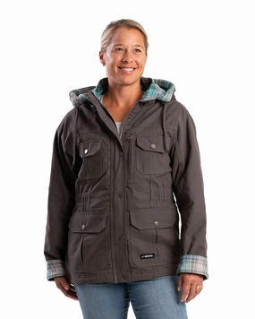 Convertible Features Berne Apparel Womens Softstone Duck Barn Titanium 100% Cotton Jacket