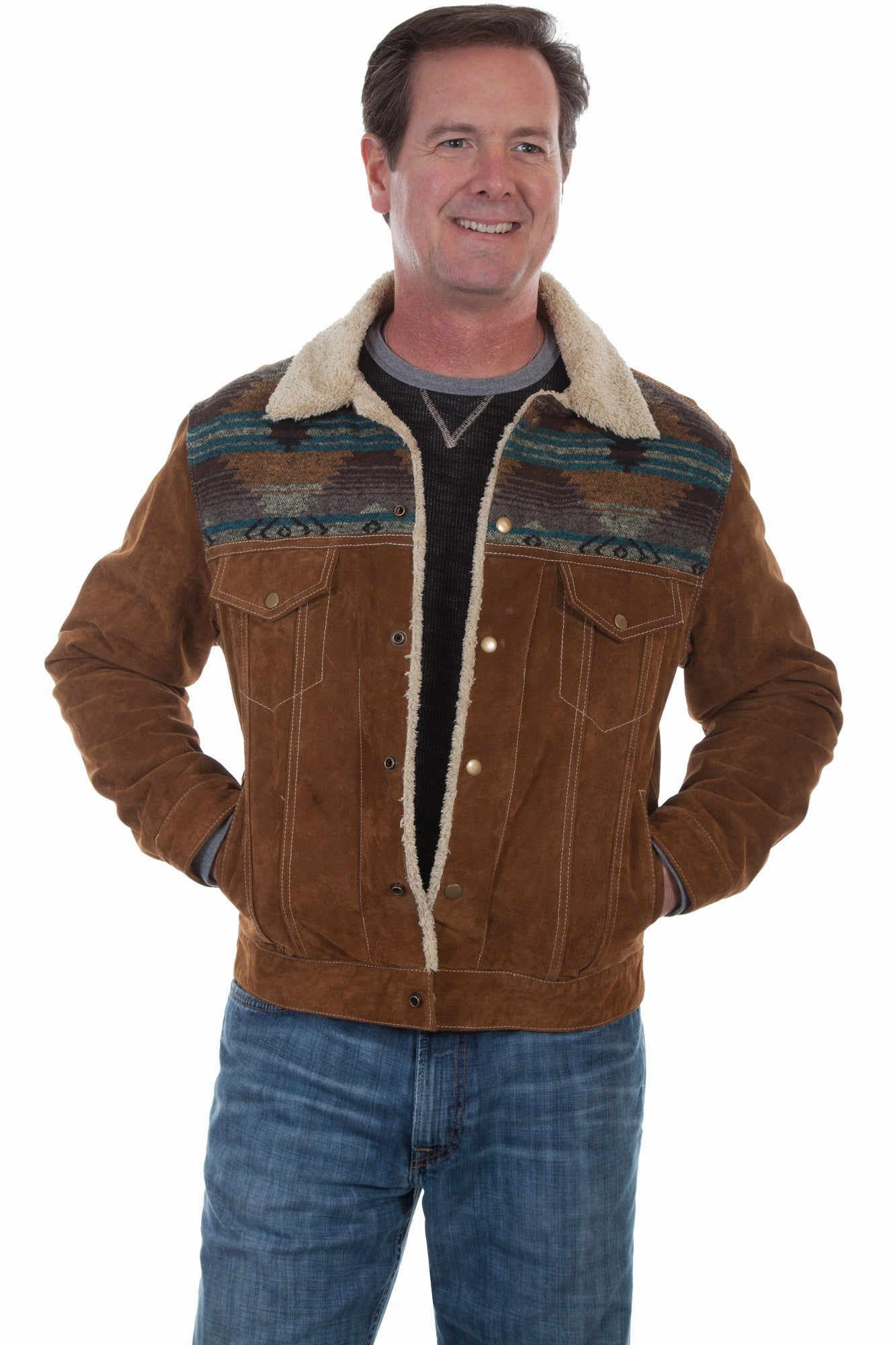 Scully Mens Brown Boar Suede Jean Jacket Street Ready