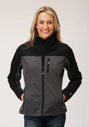 Versatile Layering Roper Womens Grey/Black Polyester PCD Softshell Jacket