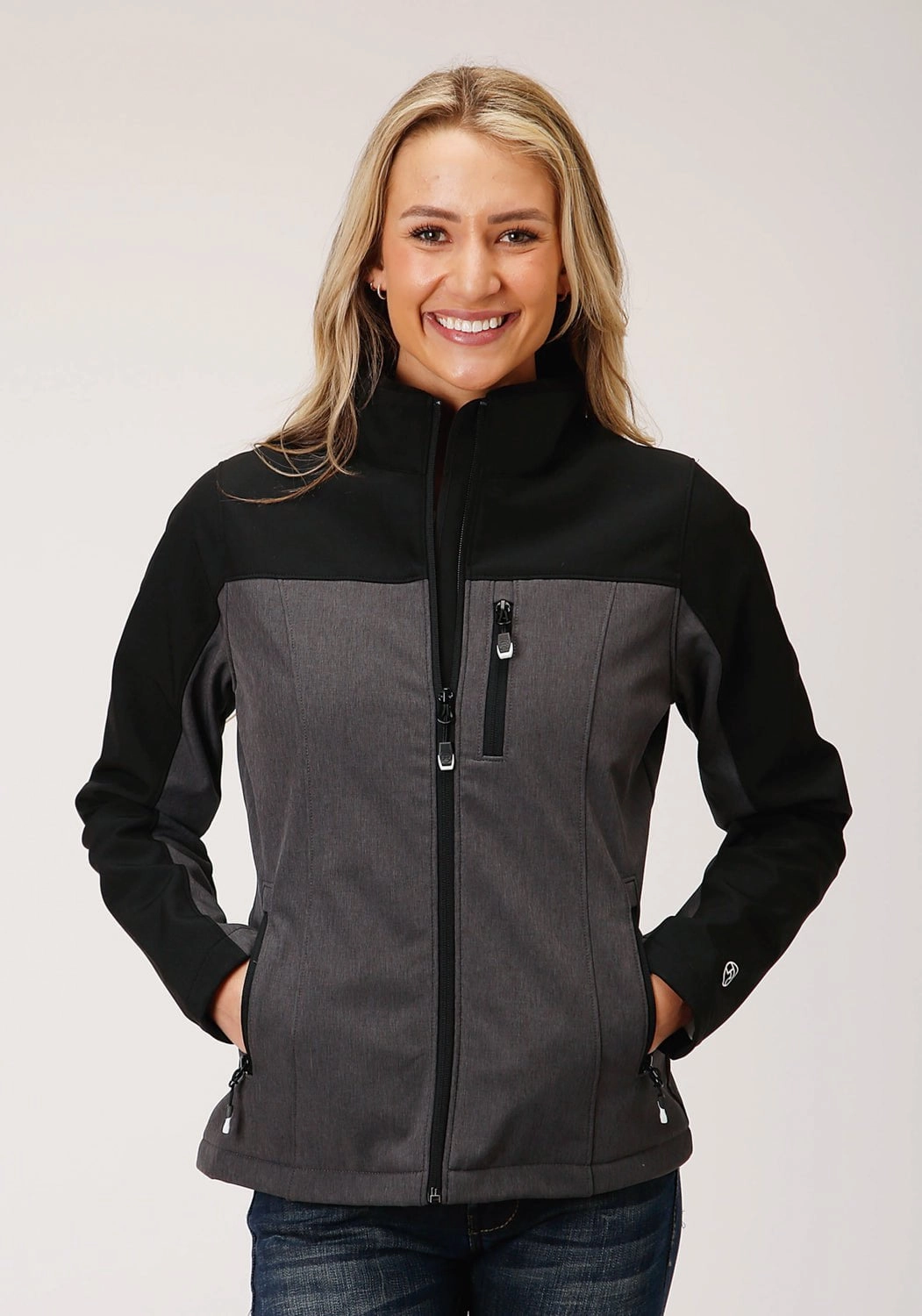 Versatile Layering Roper Womens Grey/Black Polyester PCD Softshell Jacket