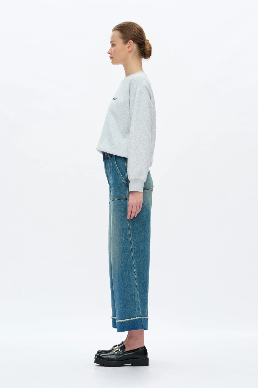 High Rise Wide Leg Jeans - Vintage Medium Blue BondedShoulder