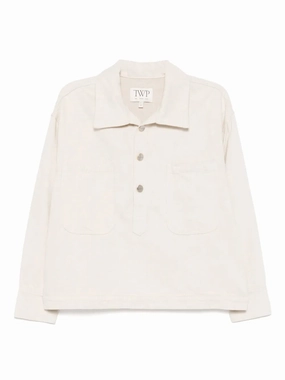 At Ease Popover in Natural Thermal Insulation Core Yarn Dyed Stripes