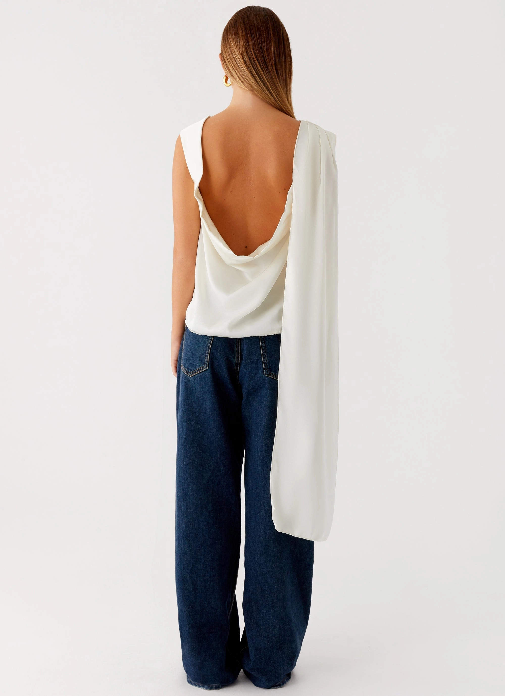 Mojito Cowl Top - Ivory Reinforced Hem Stitching Tactile Soft Texture