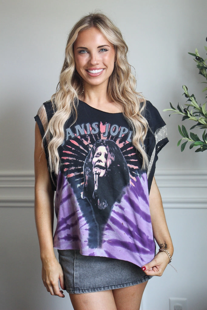 Hybrid Fabric Blend Janis Joplin Double-Sided Chain Tank