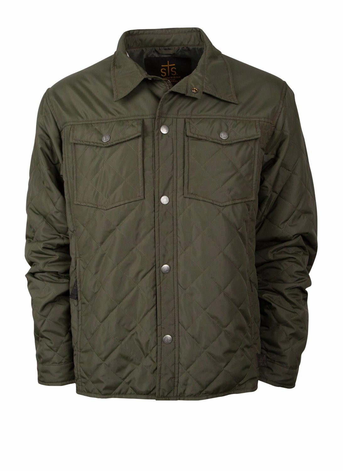 STS Ranchwear Mens Cassidy Olive 100% Polyester Softshell Jacket Recycled Material Construction Soft Cover