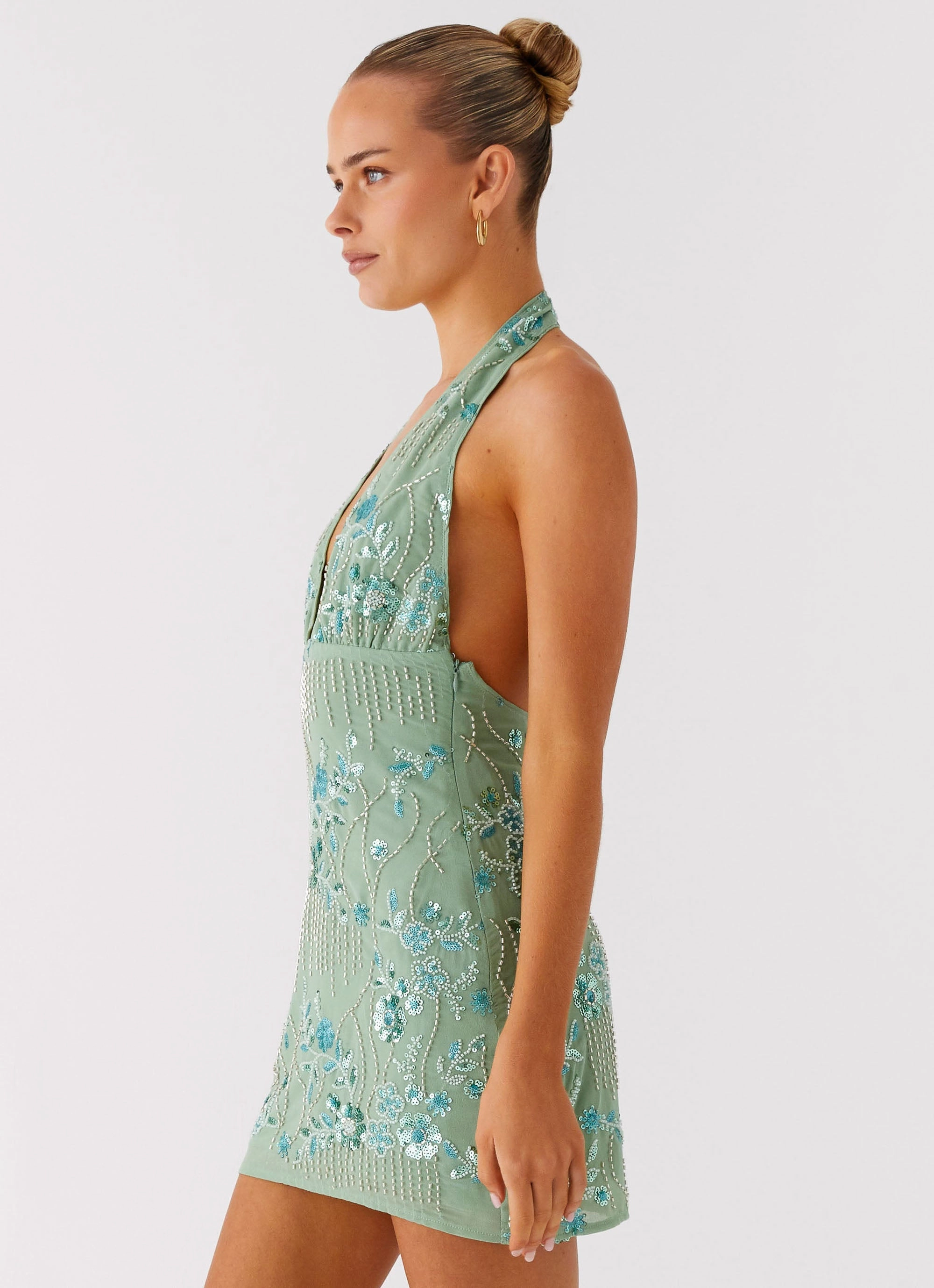 Monet Beaded Mini Dress - Mint Dreamy Touch