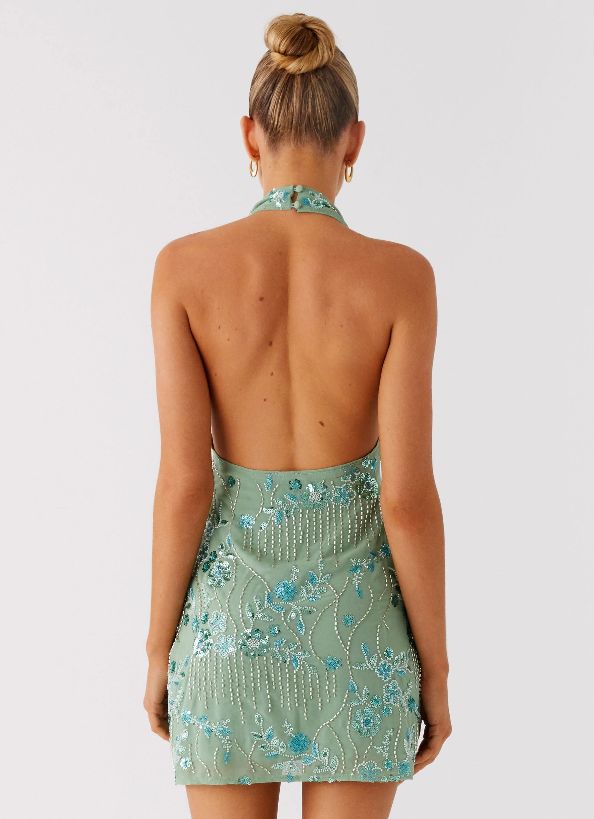 Timeless slip dress Monet Beaded Mini Dress - Mint