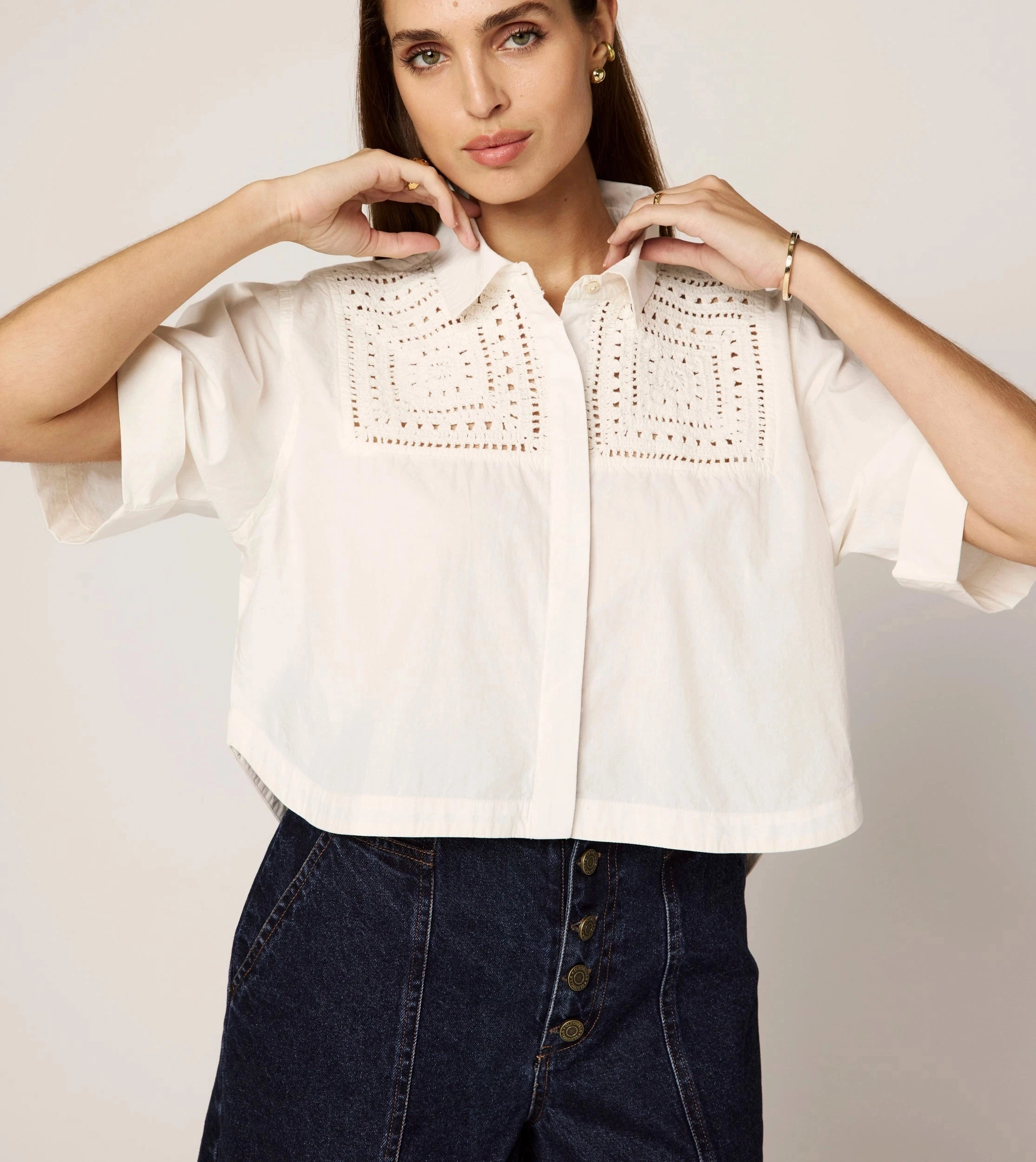 Montana Blouse | Ivory BondedHemline ButterSoftTexture