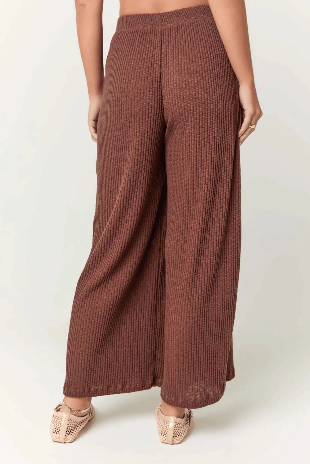 AntiSnagYarnProcessing Monterosa Ribbed Wide Leg Pants - Cacao