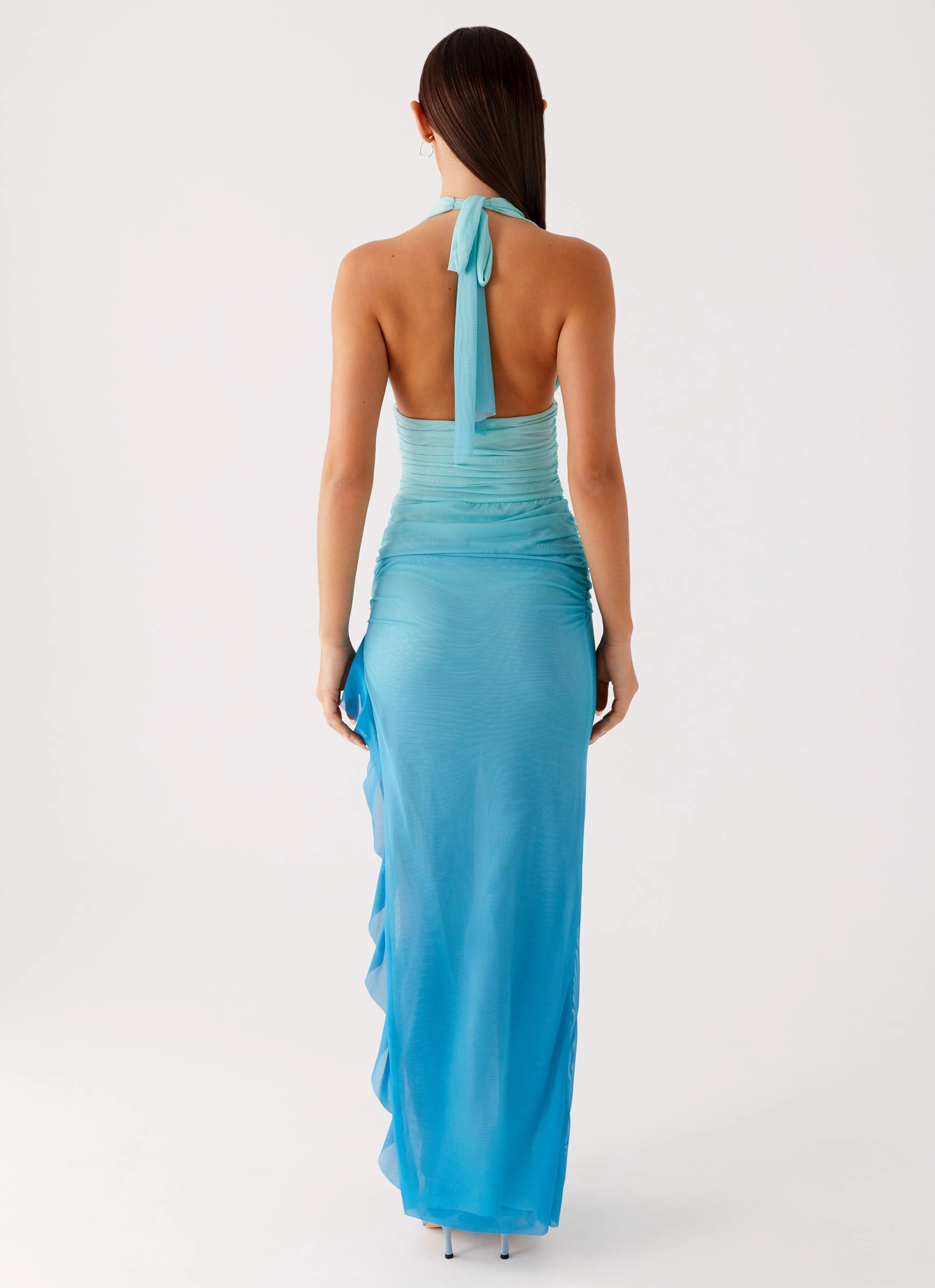 Minimal Motion Moraya Halterneck Maxi Dress - Blue Gradient