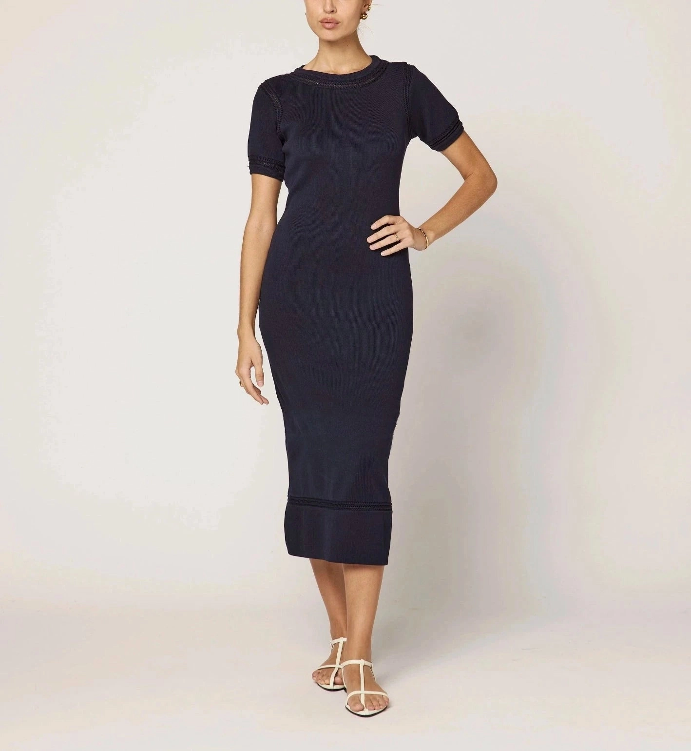 MultiPanelConstruction AthleisureCompatible Morisette Midi Dress | Midnight Blue