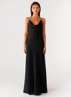 Timeless fitted silhouette Morning Crush Cowl Maxi Dress - Black