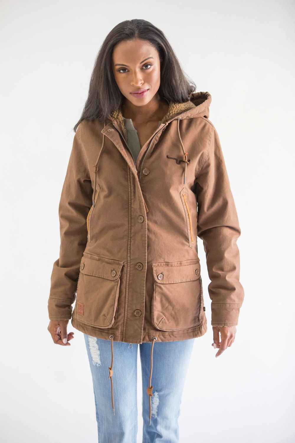 Stretch Fit Kimes Ranch Womens Awa Brown Cotton Blend Cotton Jacket