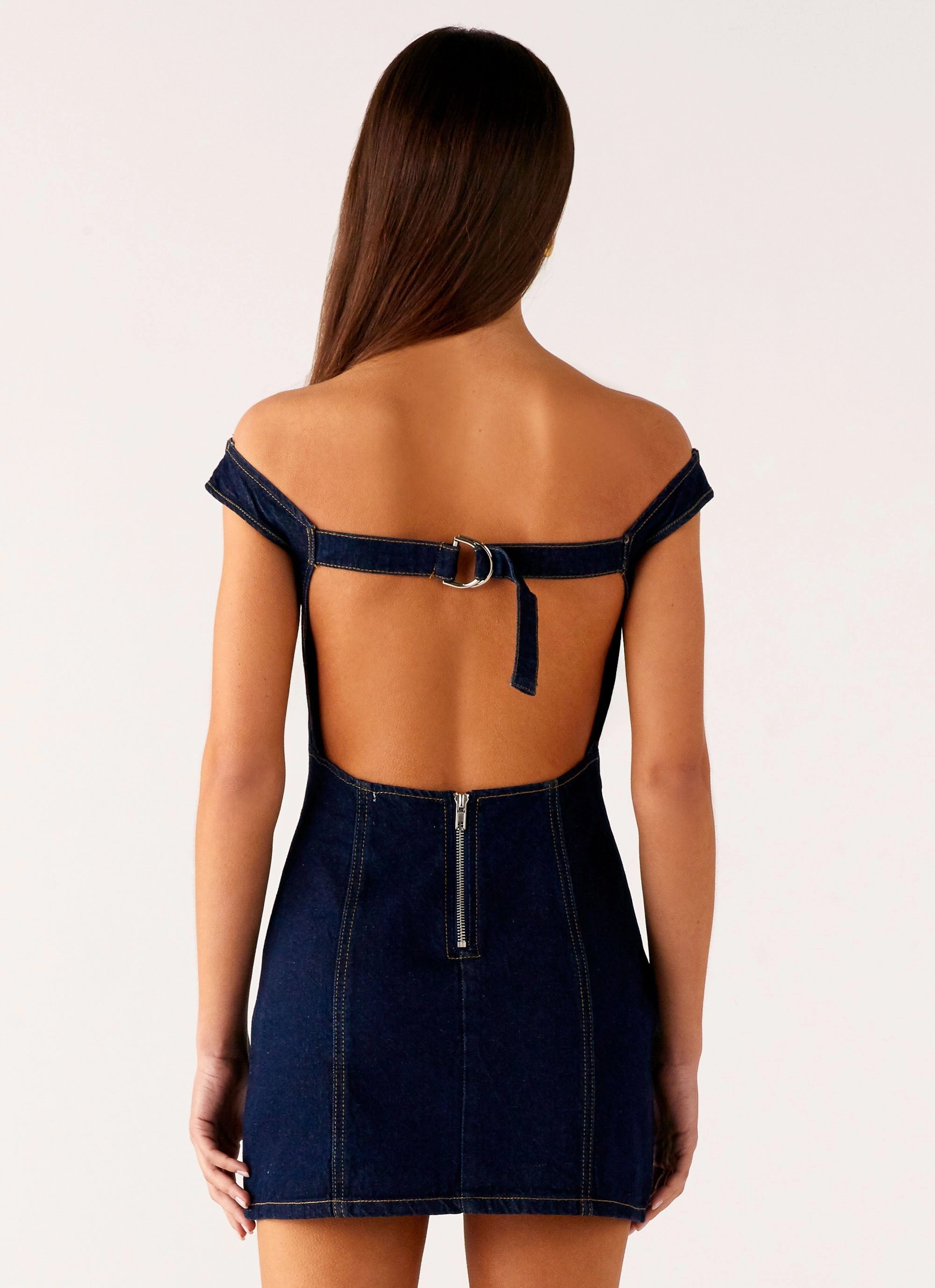 Bonnie Denim Mini Dress - Indigo Light Movement Dreamy Drape