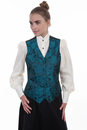 Scully Womens Teal Polyester Scroll Swirls Vest Anti Pilling Finish Crisp Clean Fit