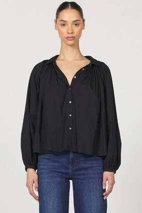 Benedict Button Down Top EcoFriendly Material Compact Jacquard Weave