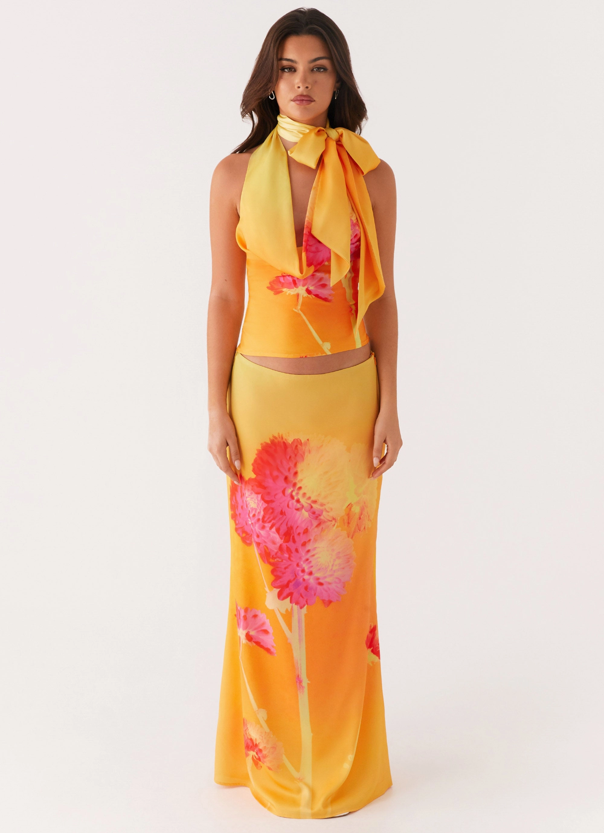 Nala Top - Orange Floral Bonded Seam Durability MultiPanelBreathability