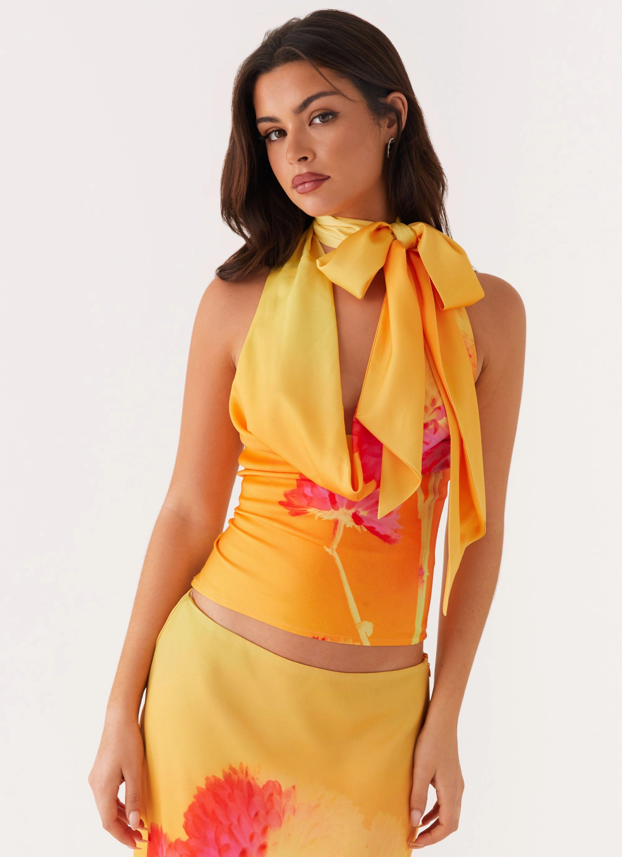 Nala Top - Orange Floral NonChafing Fabric