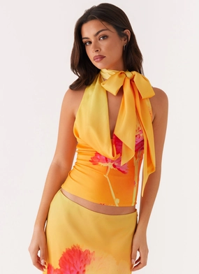 Nala Top - Orange Floral NonChafing Fabric