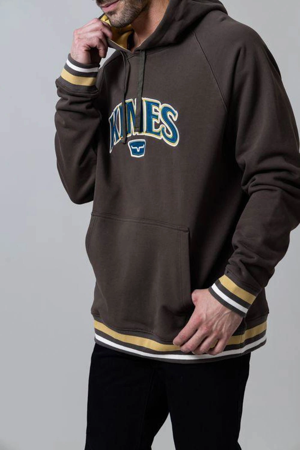 Kimes Ranch Mens Kubo Dark Brown 100% Cotton Hoodie Stand Collar Adjustable Hood System