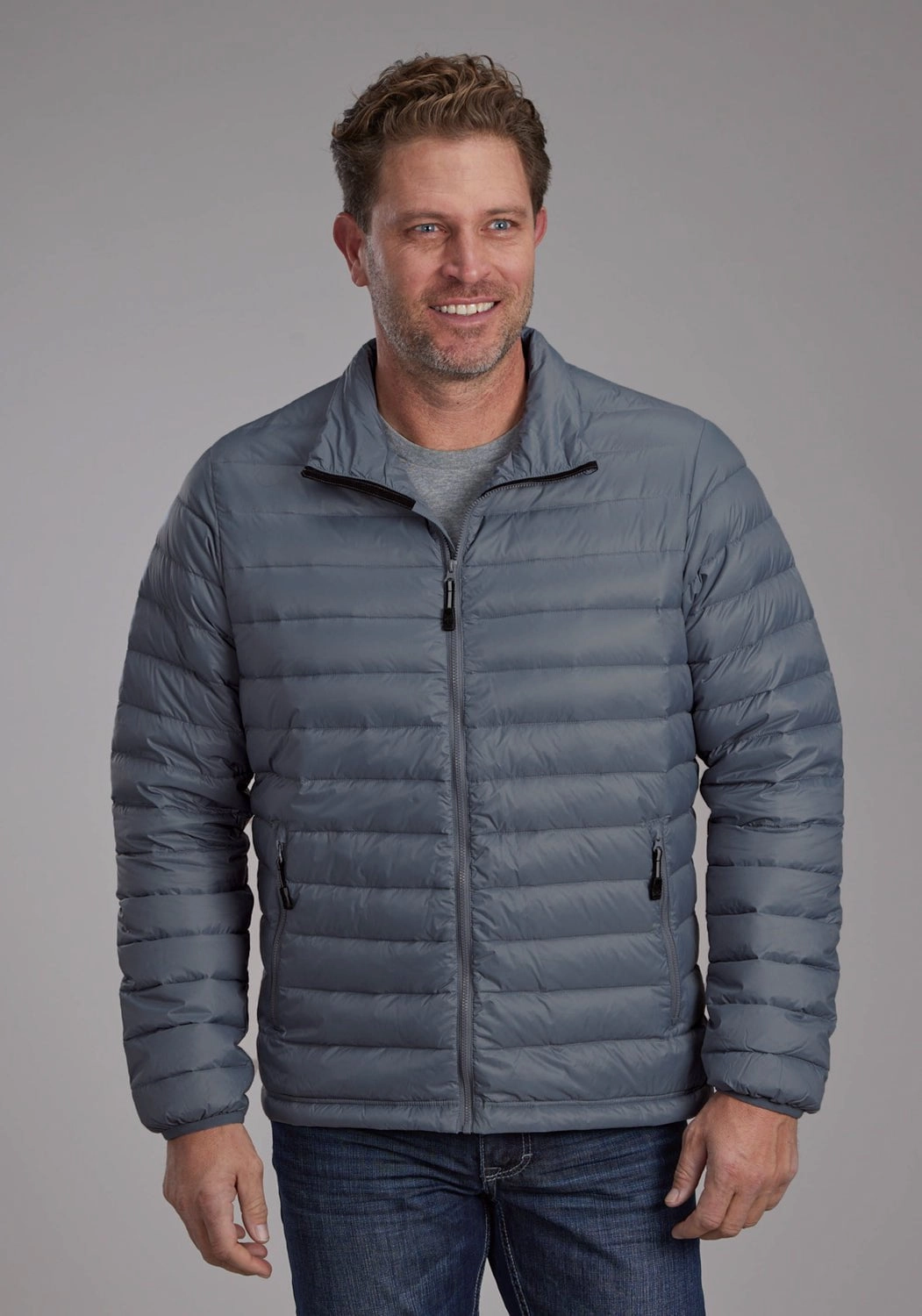 Eco Friendly Production Roper Mens Down Proof Coated Silver 100% Nylon Insulated Jacket