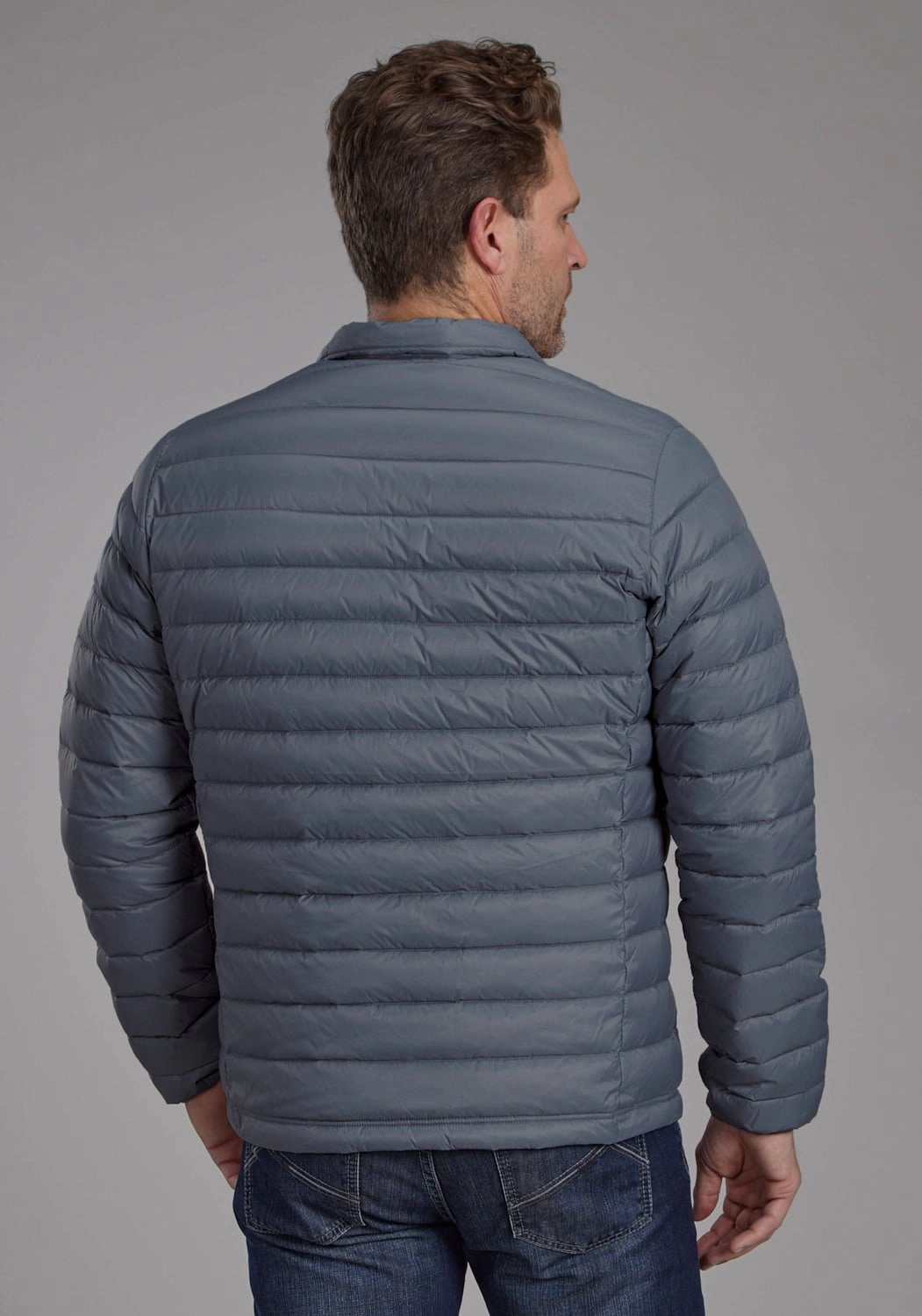 Roper Mens Down Proof Coated Silver 100% Nylon Insulated Jacket Heat Keep Timeless Fit Style