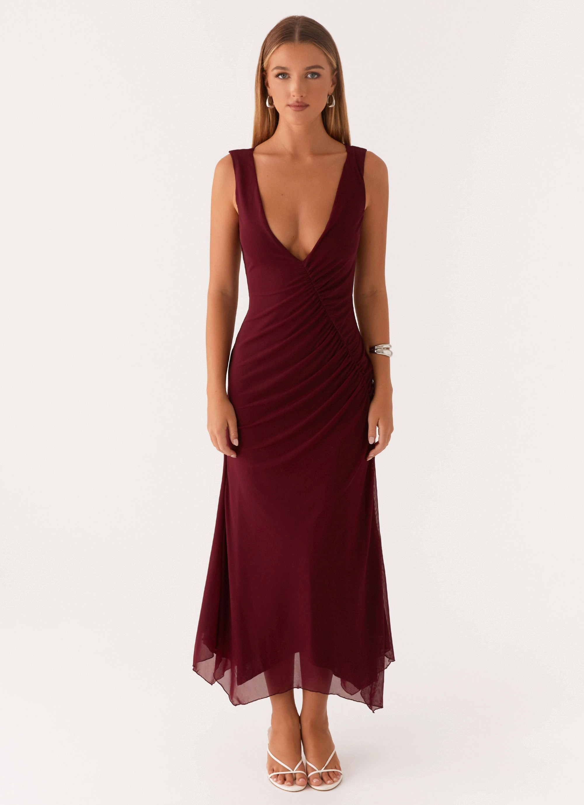 Layering-Piece Murphy Maxi Dress - Deep Maroon