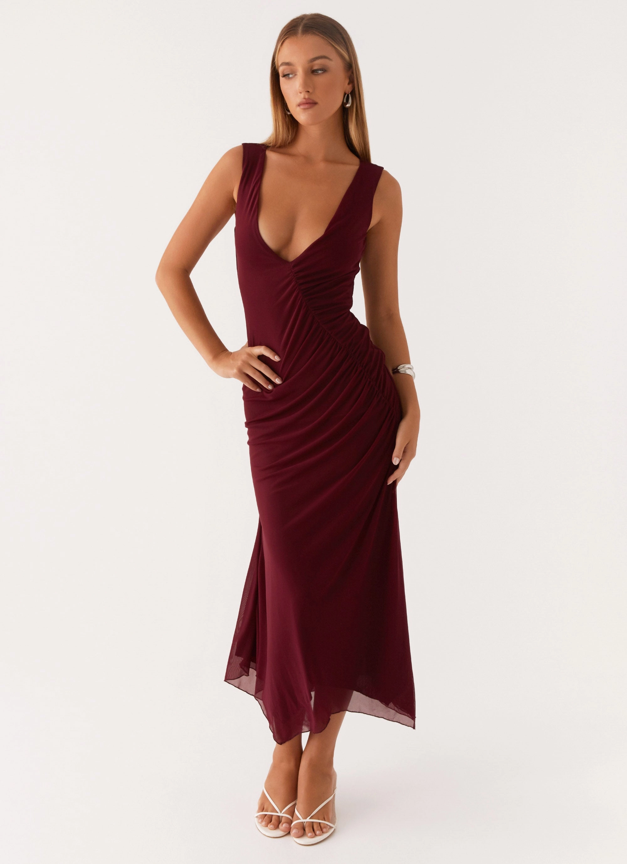 Murphy Maxi Dress - Deep Maroon Basic Fashion