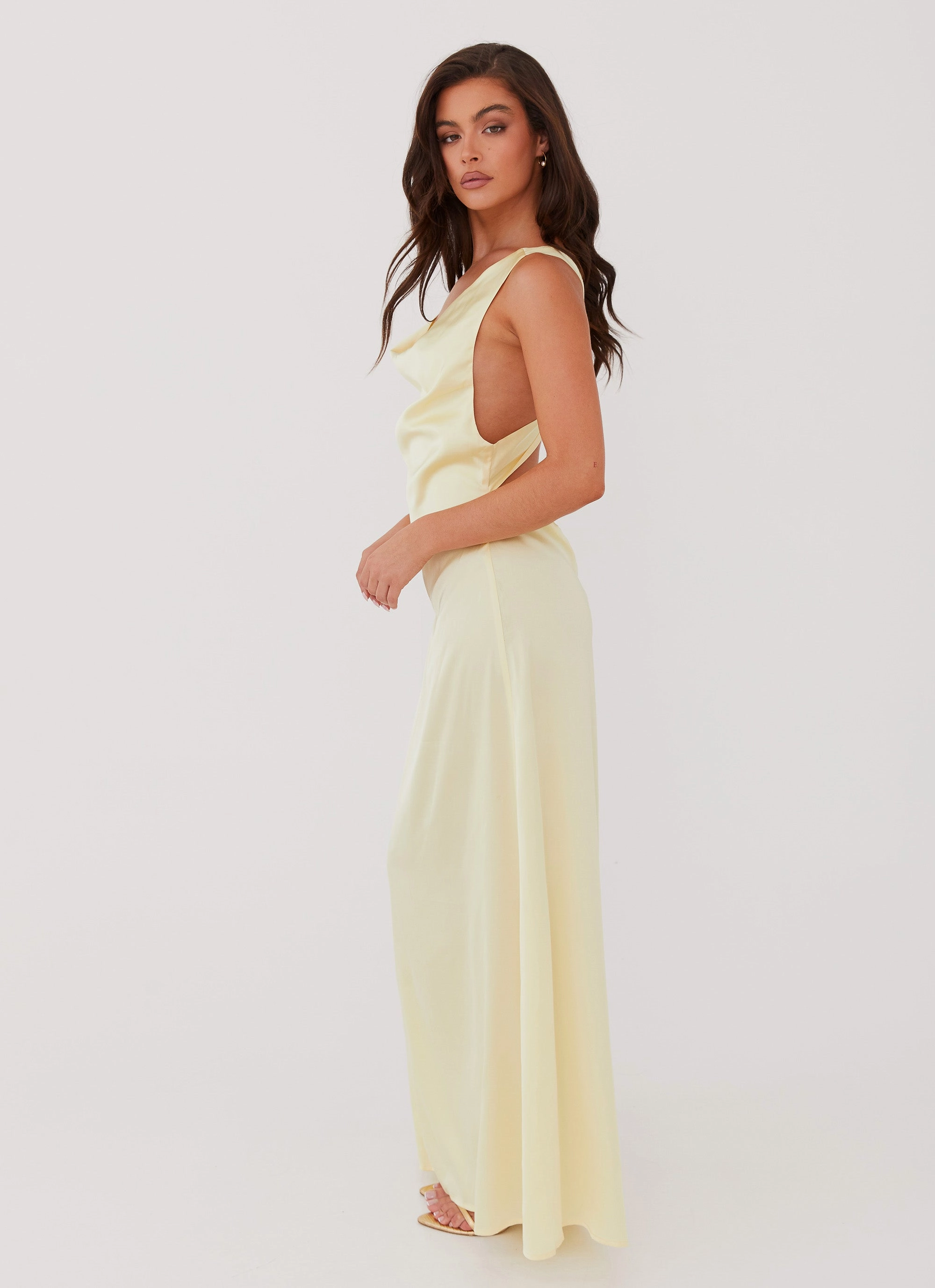 Musa Maxi Dress - Lemon Shirred-Detail Flexible Comfort