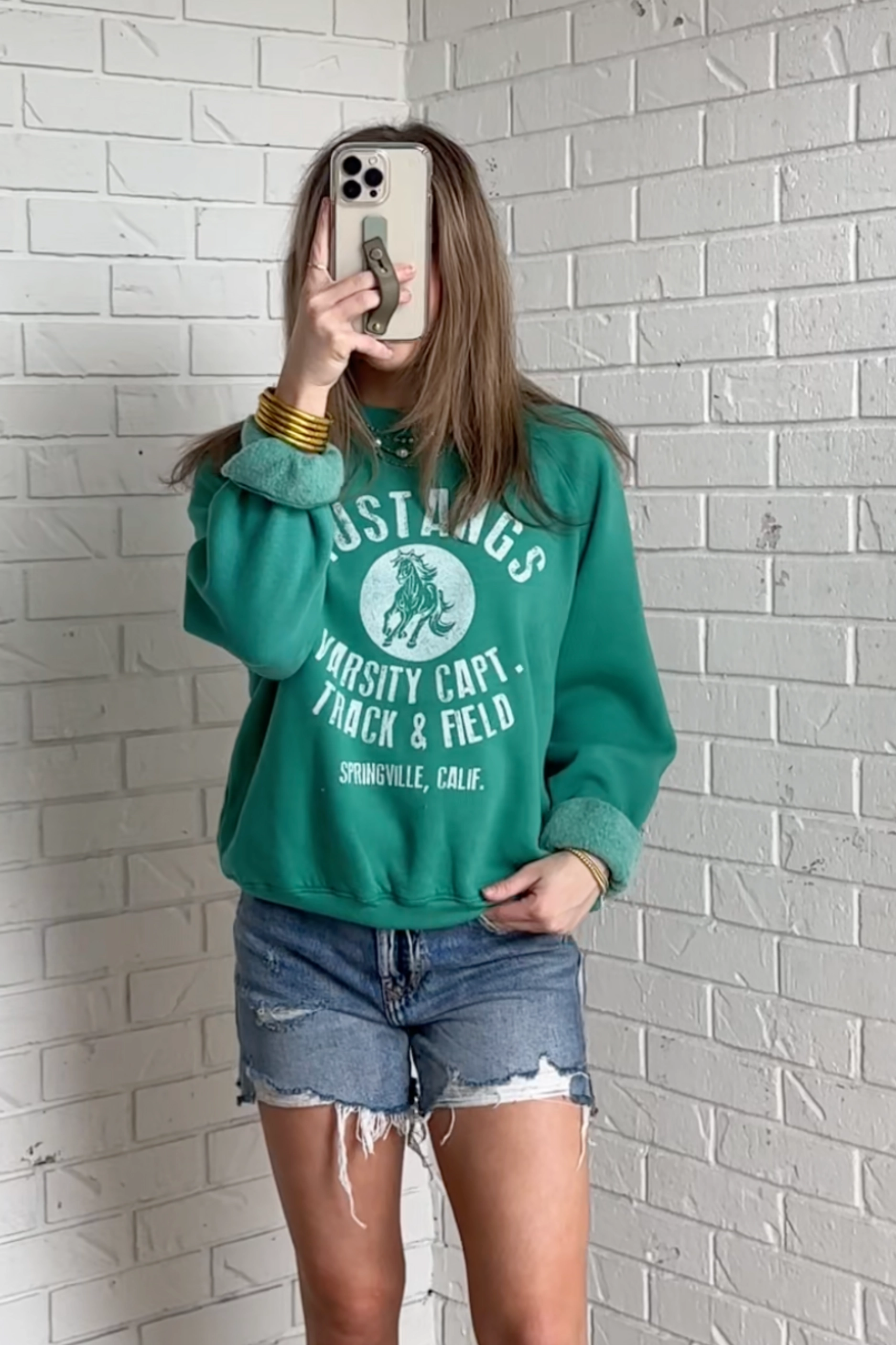 FlexibleCollarStructure Minimalist Aesthetic Mustangs Sweatshirt