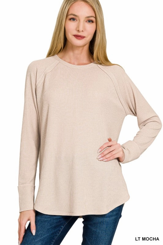 Nancy Baby Waffle Long Sleeve Top Modern Polo Airflow Mesh Panel