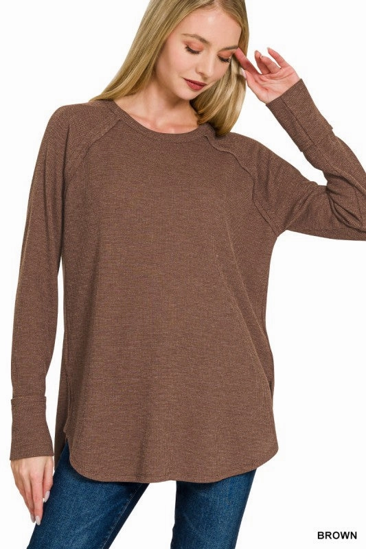 Seam Free Back Modern innovation Nancy Baby Waffle Long Sleeve Top
