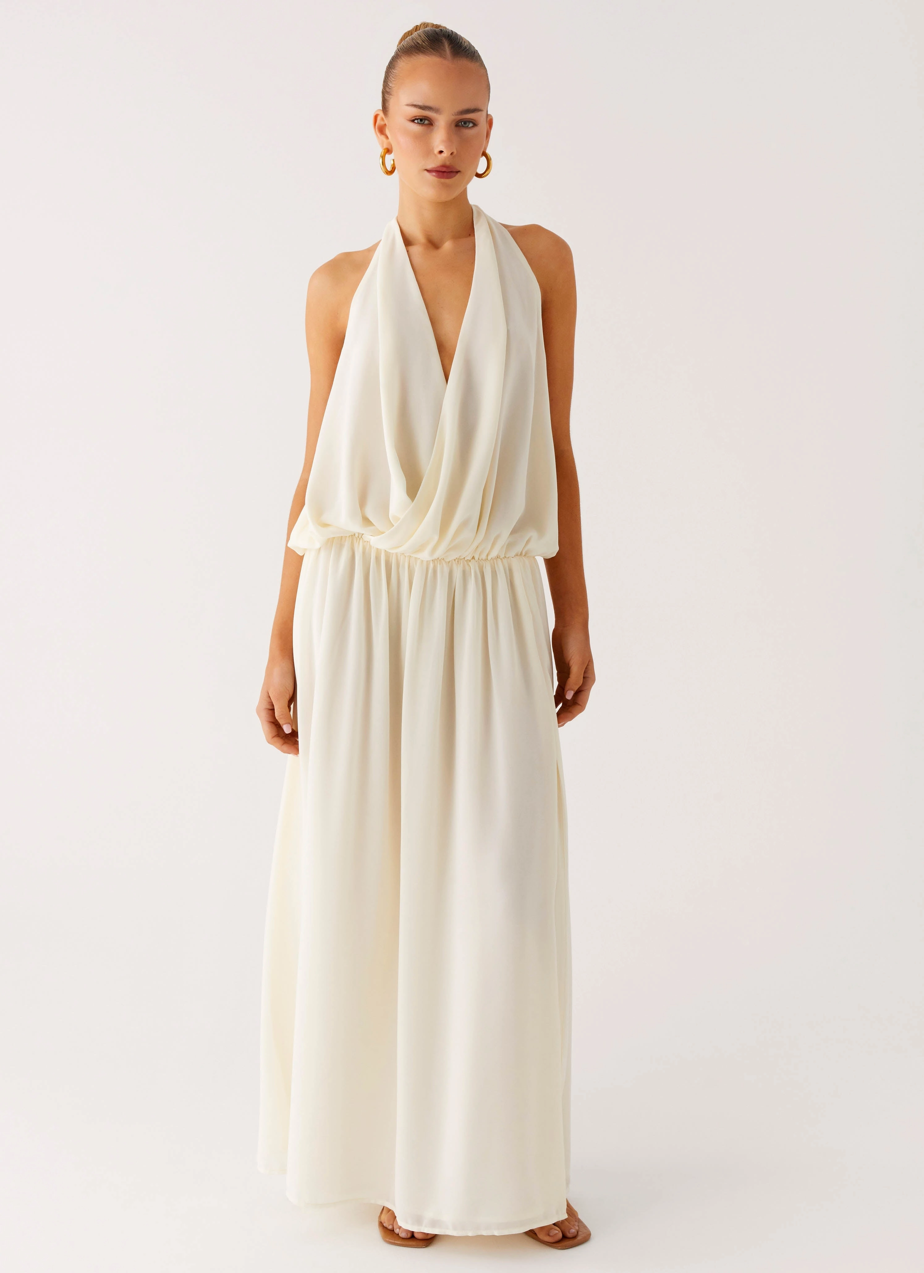 Narlah Halter Maxi Dress - Ivory Smart Look