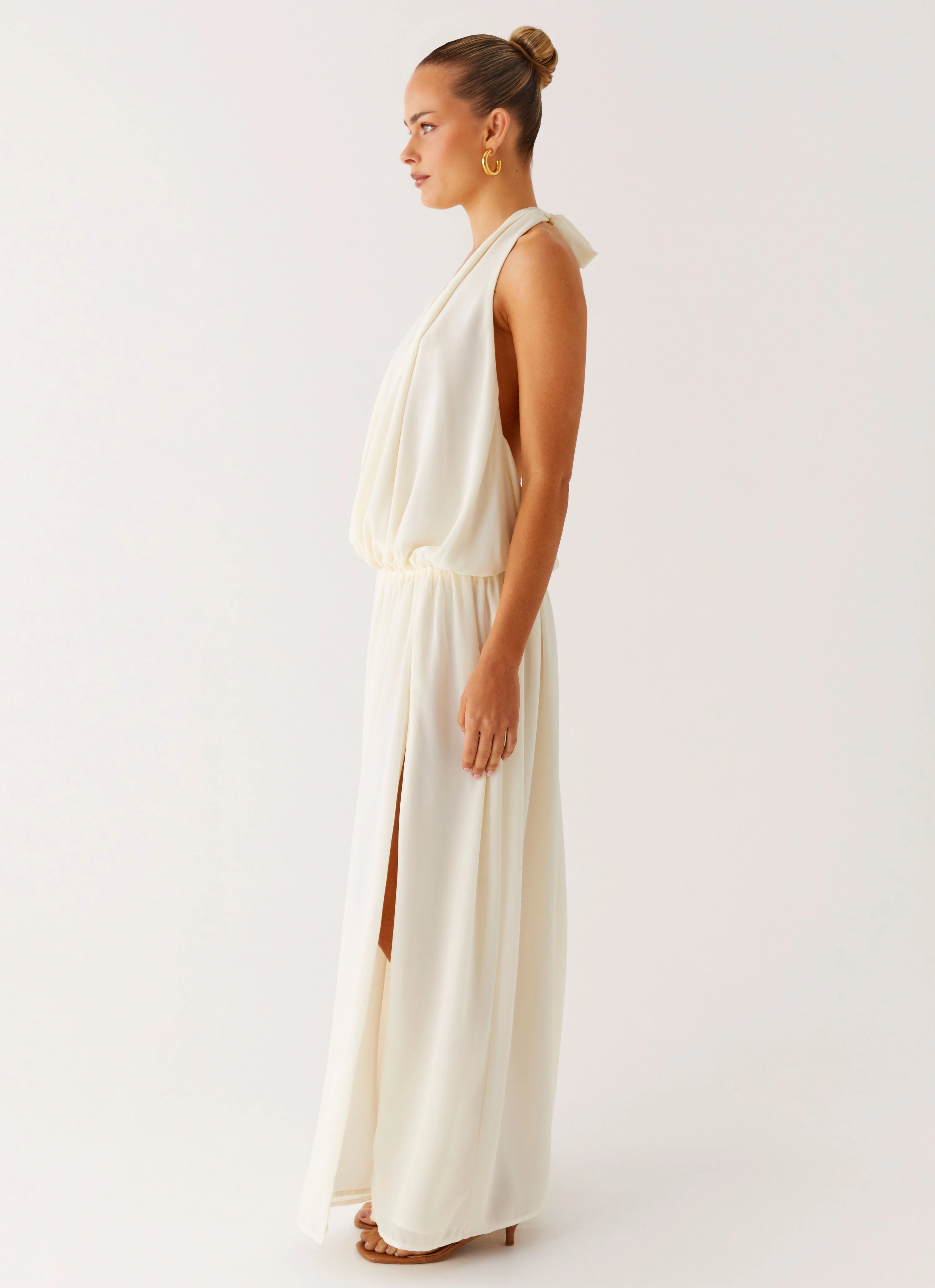 Shape Hug Narlah Halter Maxi Dress - Ivory