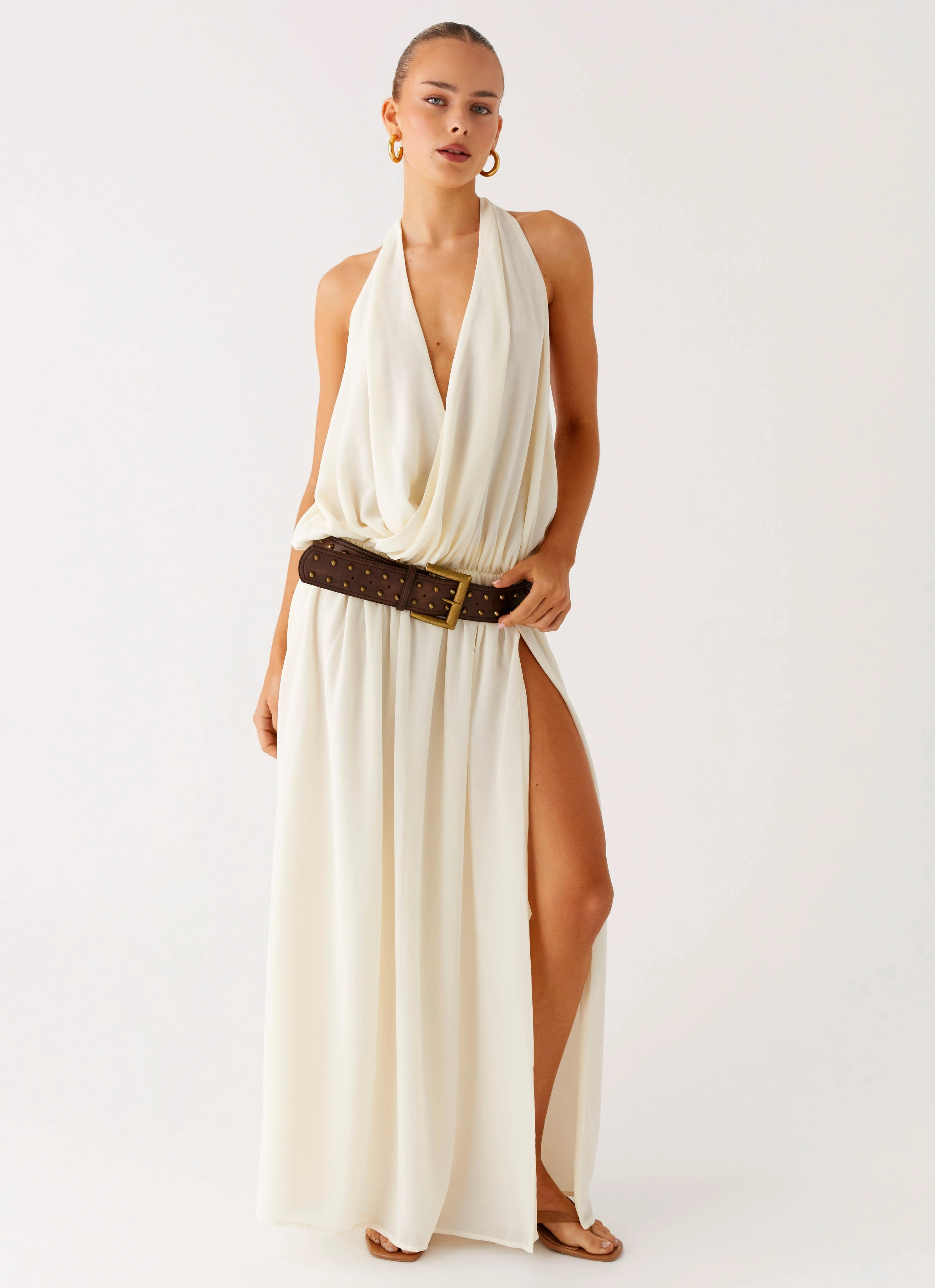 Narlah Halter Maxi Dress - Ivory Casual and Smart Smart Layering