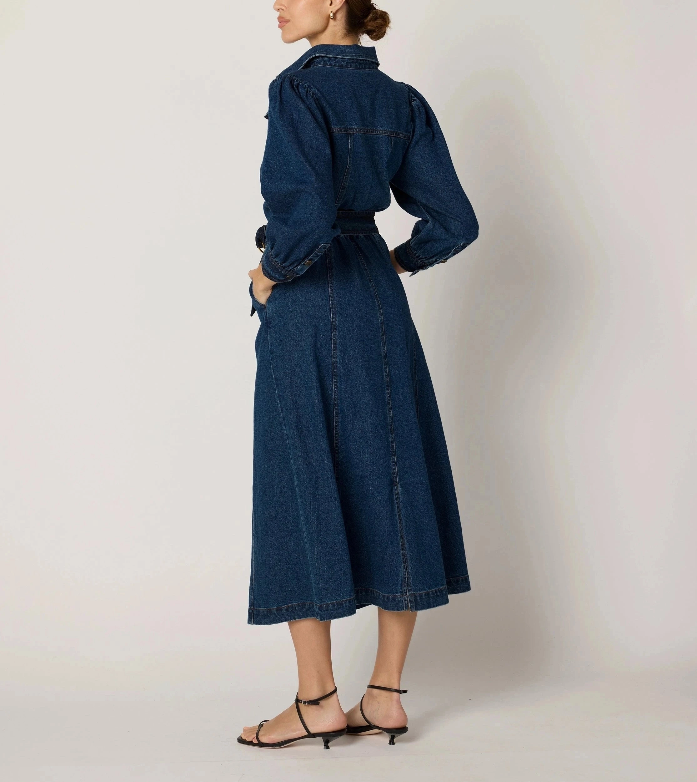 Naya Midi Dress | Denim MinimalistSilhouette Elasticated Hem