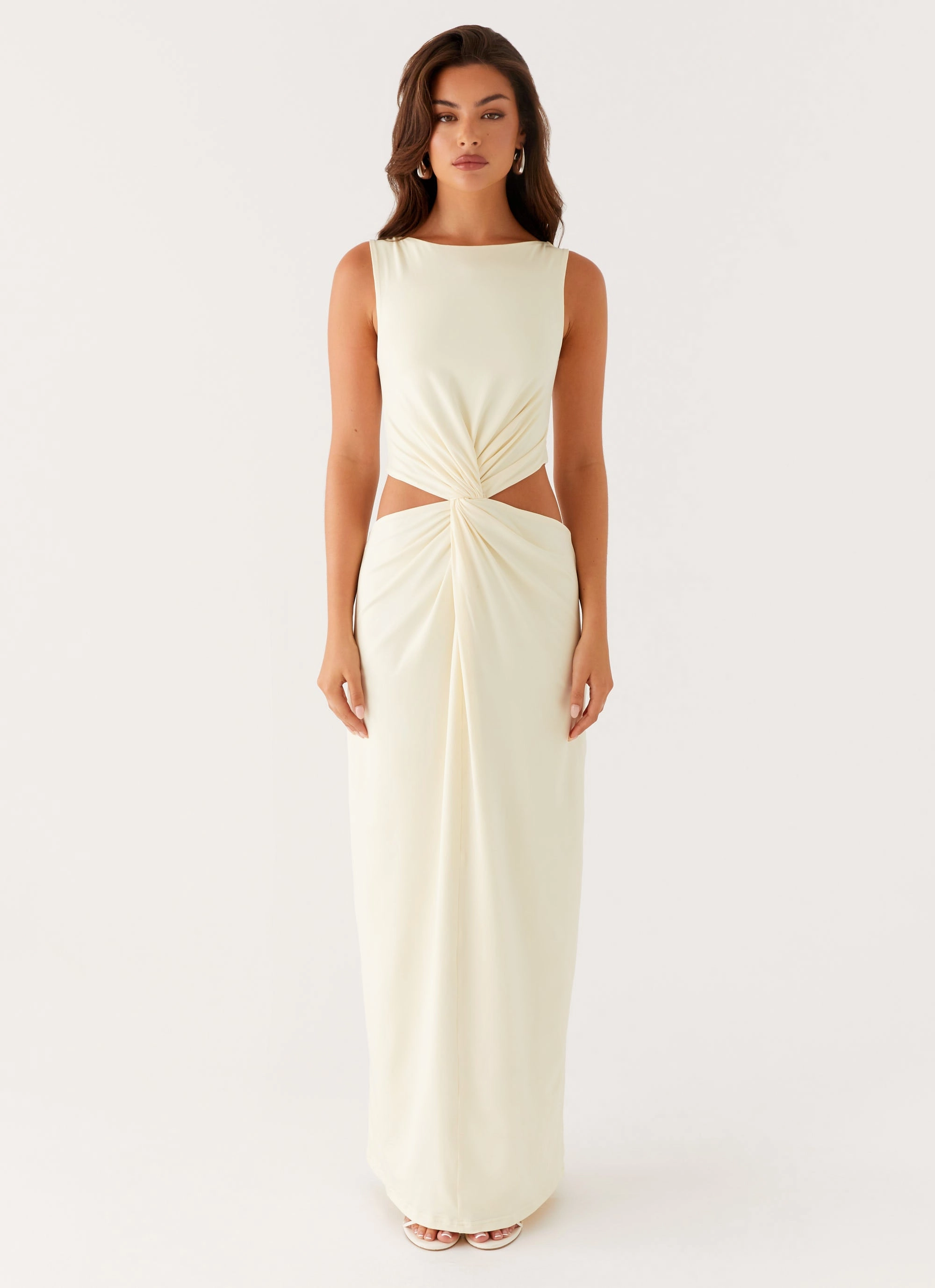 Subtle-Print Elegant Outline Lilabelle Twist Maxi Dress - Yellow